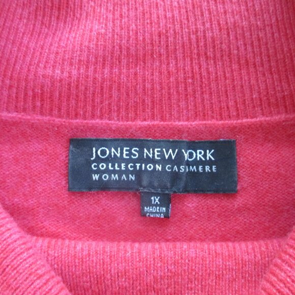 Coral Cashmere Sweater Cowl Neck w/ Buttons Women's 1X Plus Size - Picture 9 of 9